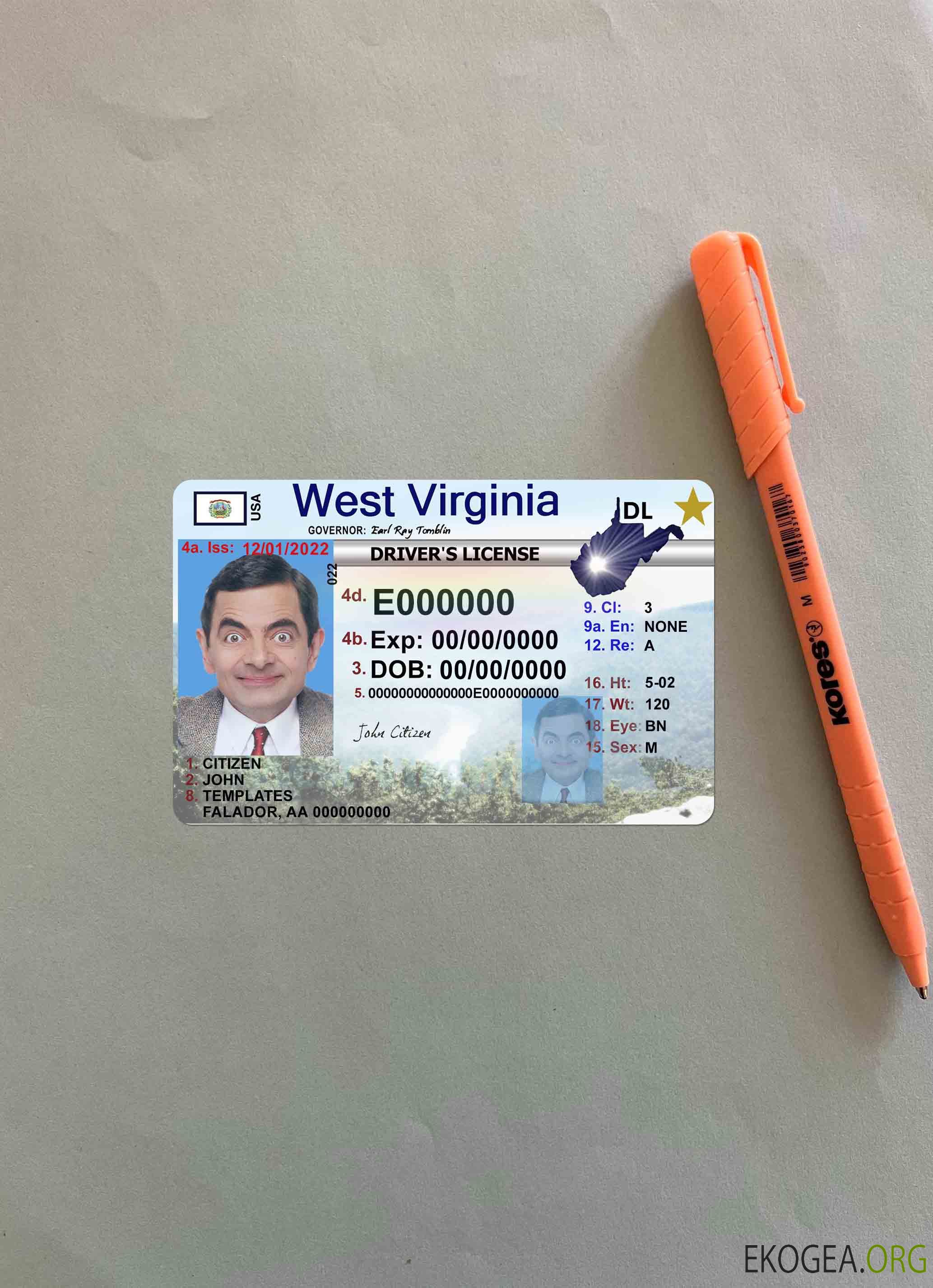 USA West Virginia permis de conduire photolook AVANT